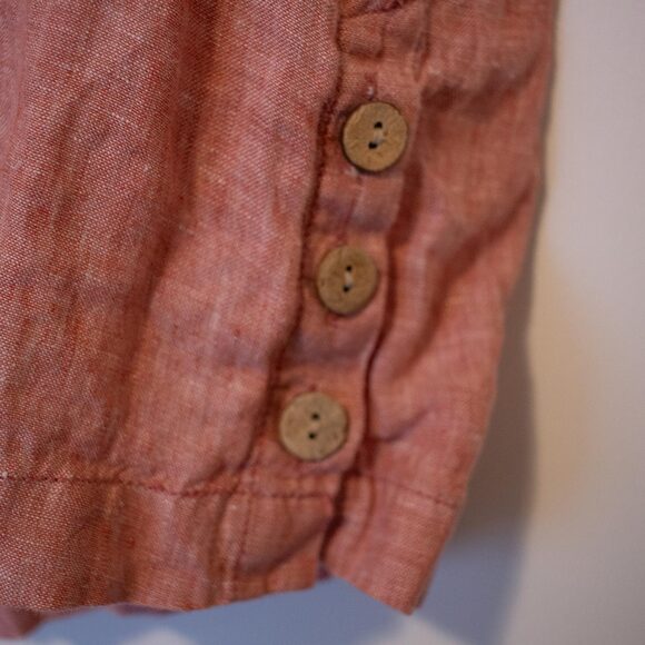 Cottagecore VTG Coral Linen Blend Button Detail Shirt Blush M | Soft Autumn - Picture 4 of 6